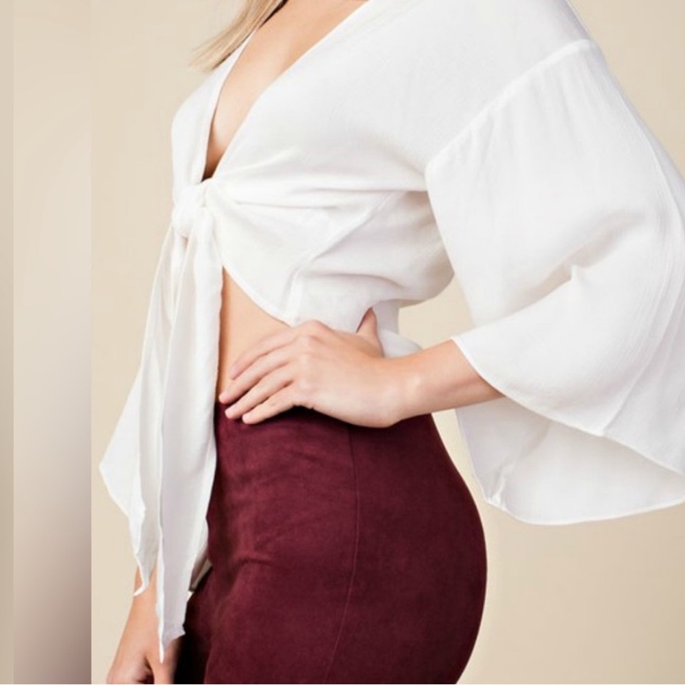 Honey Belle White Tie-Front Top